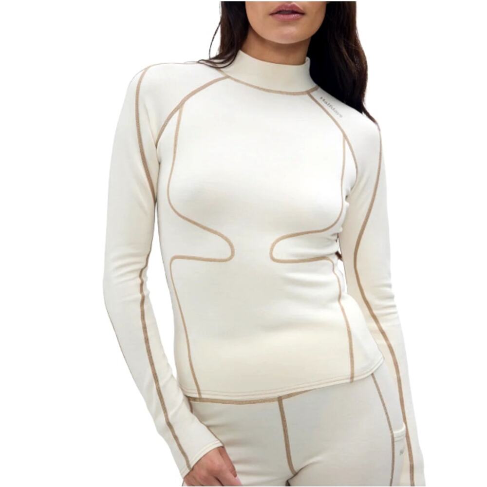 Halfdays Women's Oatmilk Fay Midweight Merino Top Size XS